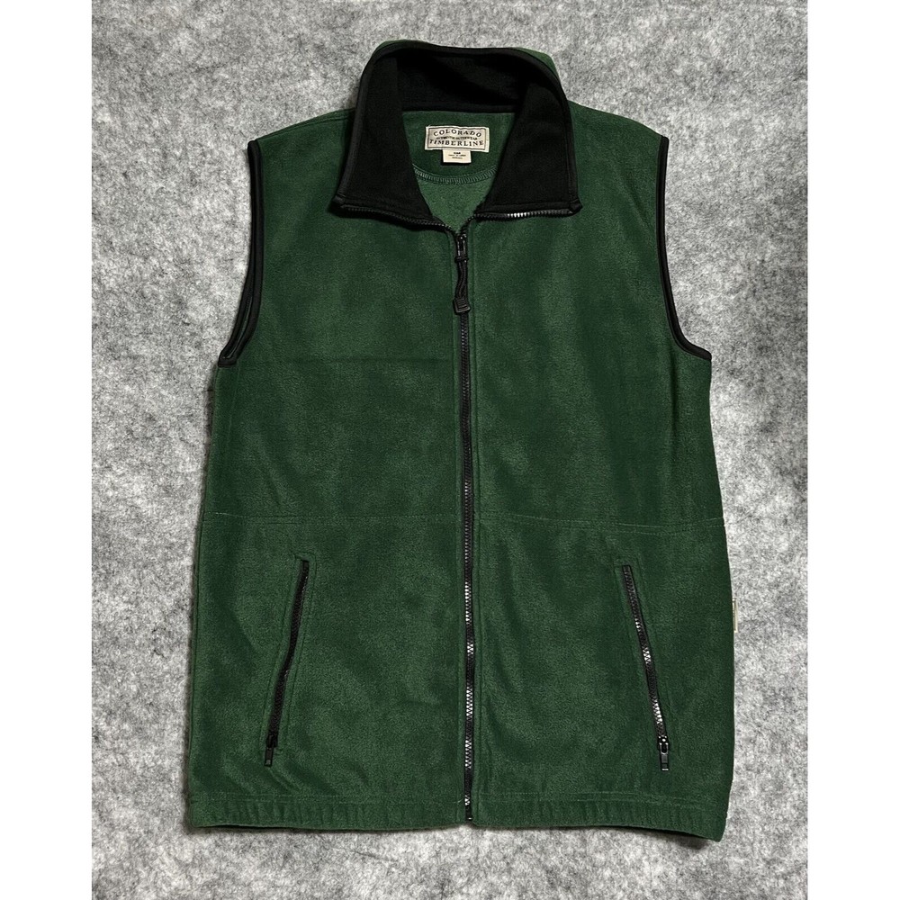 Colorado Timberline Fleece Vest Men's S Full Zip Green Mock Neck Zipper Pockets